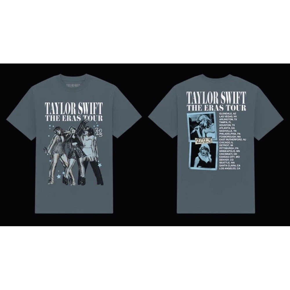 Taylor Swift The Eras Tour Long Sleeve Tee - Slate Blue & White